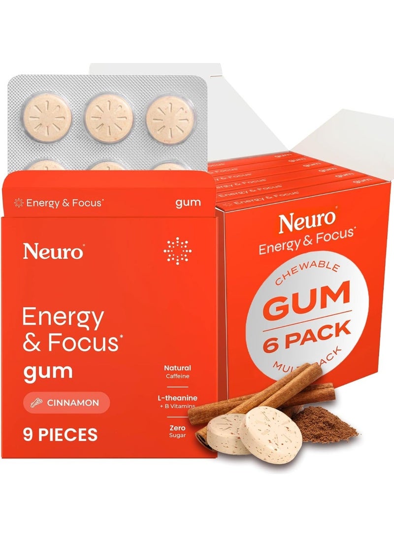 Neuro علكة الطاقة والتركيز - 40 ملغ كافيين طبيعي بالقرفة، 54 قطعة - Image 1